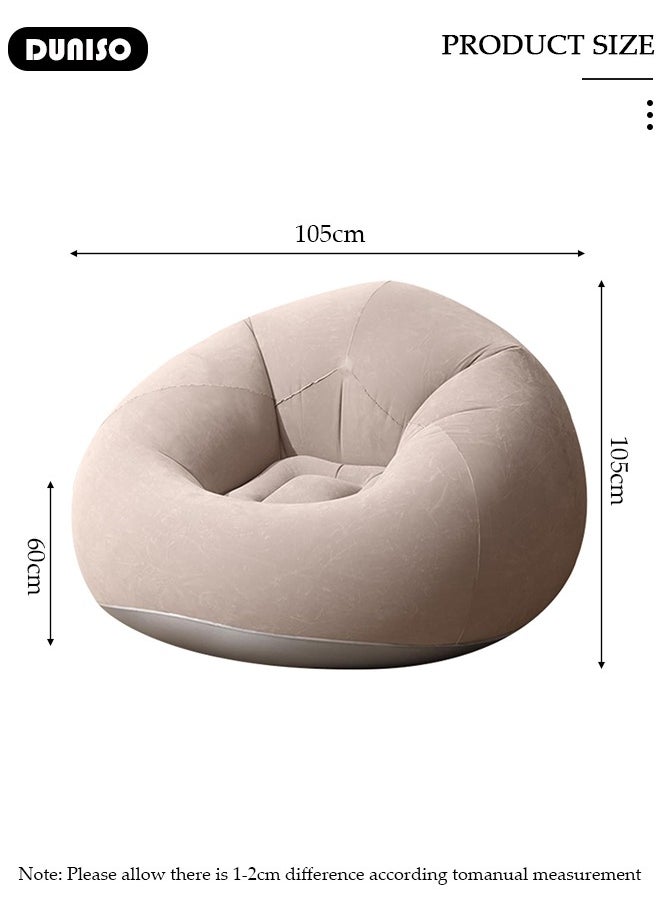 DUNISO Inflatable Chair,Air Sofa Inflatable Lazy Sofa Chair Bean Bag Gamer Recliner with Ergonomic Design, Soft Flocking Material, Inflatable Sofa for Living Room, Bedroom, Playroom,Camping  - Image 2