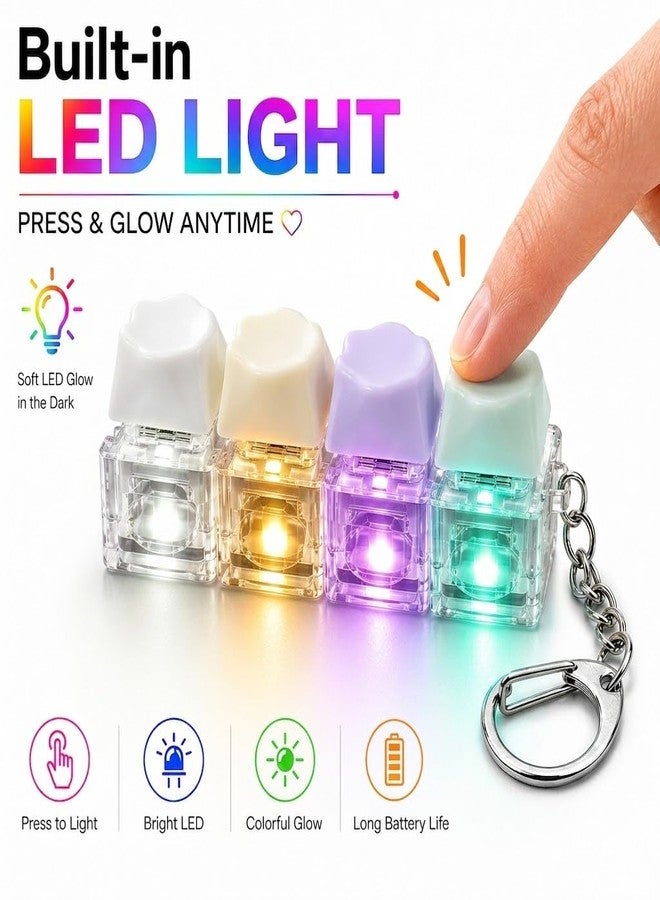 ZOLYPY لعبة لوحة مفاتيح 4 في 1 مع إضاءة LED | صوت نقر عالٍ وصوت جهير | مفاتيح ميكانيكية قابلة للفصل، سلسلة مفاتيح لتخفيف التوتر | لعبة مكتبية لتخفيف القلق - قطعة واحدة (متعددة الألوان) - Image 4