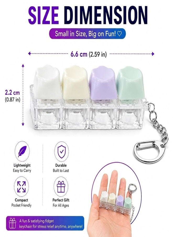 ZOLYPY لعبة لوحة مفاتيح 4 في 1 مع إضاءة LED | صوت نقر عالٍ وصوت جهير | مفاتيح ميكانيكية قابلة للفصل، سلسلة مفاتيح لتخفيف التوتر | لعبة مكتبية لتخفيف القلق - قطعة واحدة (متعددة الألوان) - Image 2