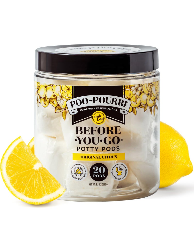 Poo-Pourri PooPourri Original Citrus BeforeYouGo 2in1 Toilet Potty Pods 20ct  Bathroom Odor Remover  Toilet Cleaner  Plant Based Ingredients  Essential Oils  with Lemon Bergamot  Lemongrass Scent