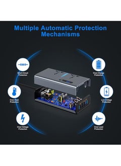 ماركة غير محددة 200W سيارة الطاقة العاكس ، تيار مستمر 12V إلى 220V AC سيارة العاكس مناسبة للسيارات و SUVs مع 2 AC Outlets ، 3 USB ، 1 نوع C ميناء وعرض LED (رمادي فضي)  - Image 4