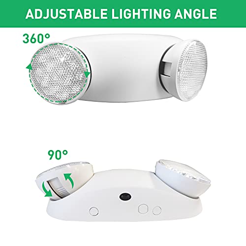OSTEK LED Emergency Lights with Two Dual Adjustable Heads, Commercial Battery Backup Emergency Exit Lighting for Business & Home, UL 94V-0 Rated, AC 120-277V(1pack) - Image 5