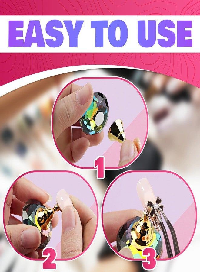 ZOKLU Nail Art Practice Stands, Magnetic Nail Tips Holders Fingernail Display Stands with 5 Pieces Alloy Practice Stand and One Crystal Base for DIY Nail Art Practicing Manicure tools - Image 5