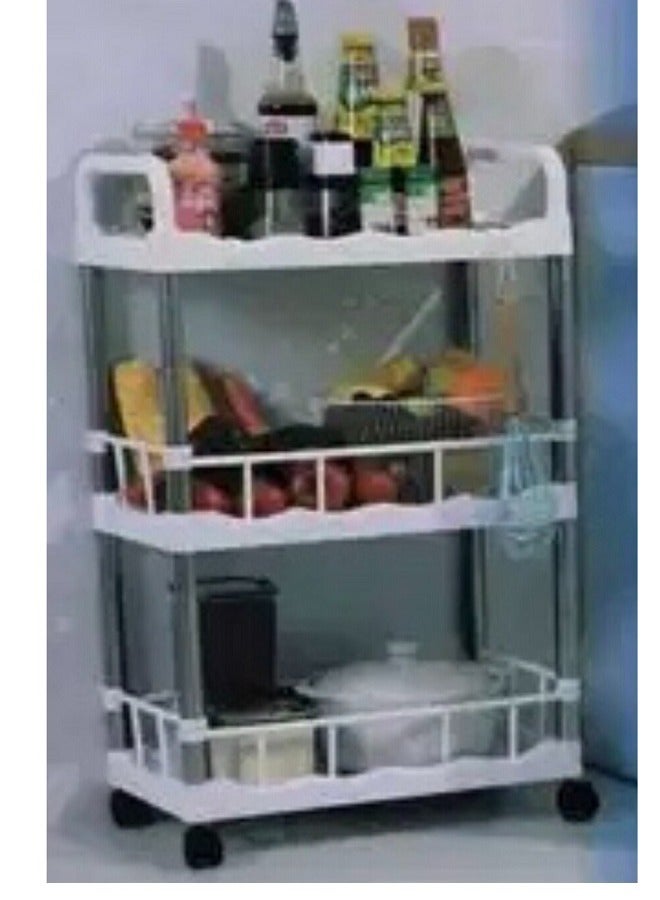 3 Tier Kitchen & Bathroom Floor Shelf With Wheels (77x40x30xm) - Image 5