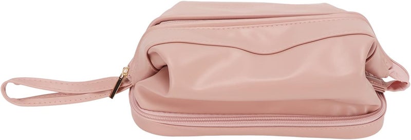 Large Makeup Double Layer, PU Leather Cosmetic, Travel Makeup with Custom, Spacious Toiletry for Women, Soft and Cosmetic Travel - Image 1