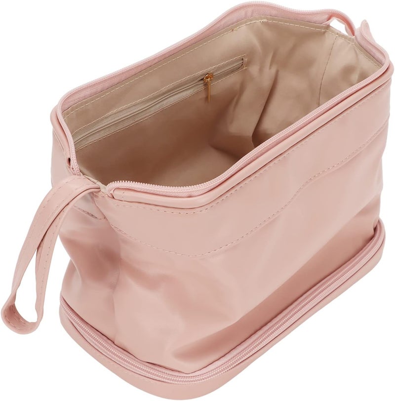 Large Makeup Double Layer, PU Leather Cosmetic, Travel Makeup with Custom, Spacious Toiletry for Women, Soft and Cosmetic Travel - Image 5