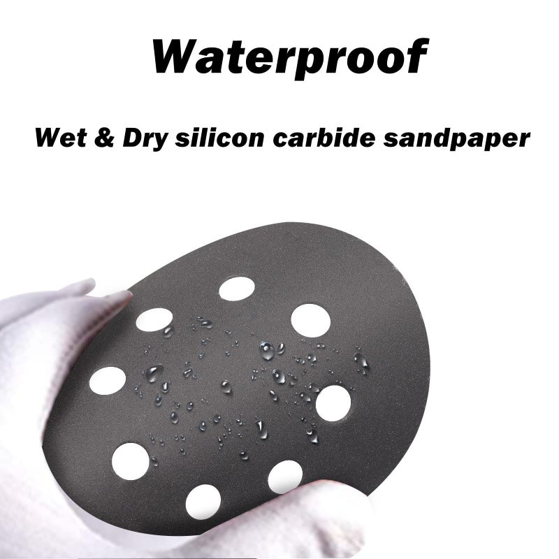 POTUINOM 80PCS 5 inch Wet Dry Sanding Discs, Silicon Carbide Orbital Sander Hook and Loop Sandpaper 320 400 600 800 1000 1200 1500 2000 Grit, Best for Metal, Automotive Sanding - Image 2