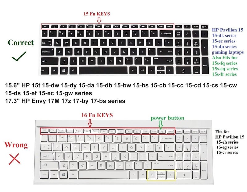 Oaky غطاء جلد لوحة المفاتيح لسلسلة HP Pavilion 15.6 HP 15t، 15-dw، 15-dy، dy، da، db، bw، bs، cd، cc sd cs cw ds ef ec gw وسلسلة Hp Envy 17M 17z 17-by 17-bs - شفاف TPU - Image 3