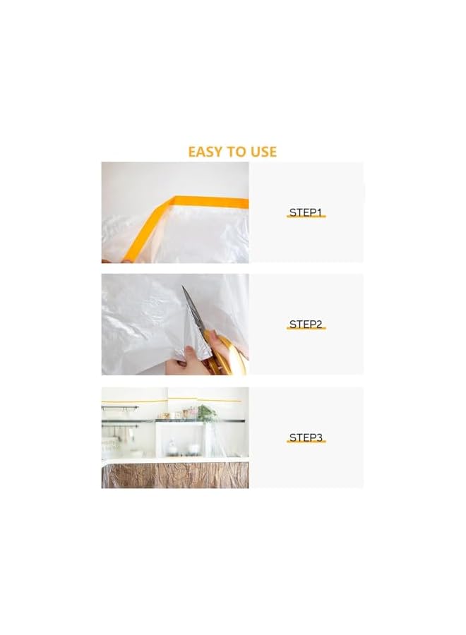 PROMASS promass Plastic Dust Sheets for Decorating, 4 Pack Set Self-Adhesive Waterproof Masking Film for Painting & Furniture Protection (2 Rolls 15m x 2.4m & 2 Rolls 15m x 1.5m)  - Image 4