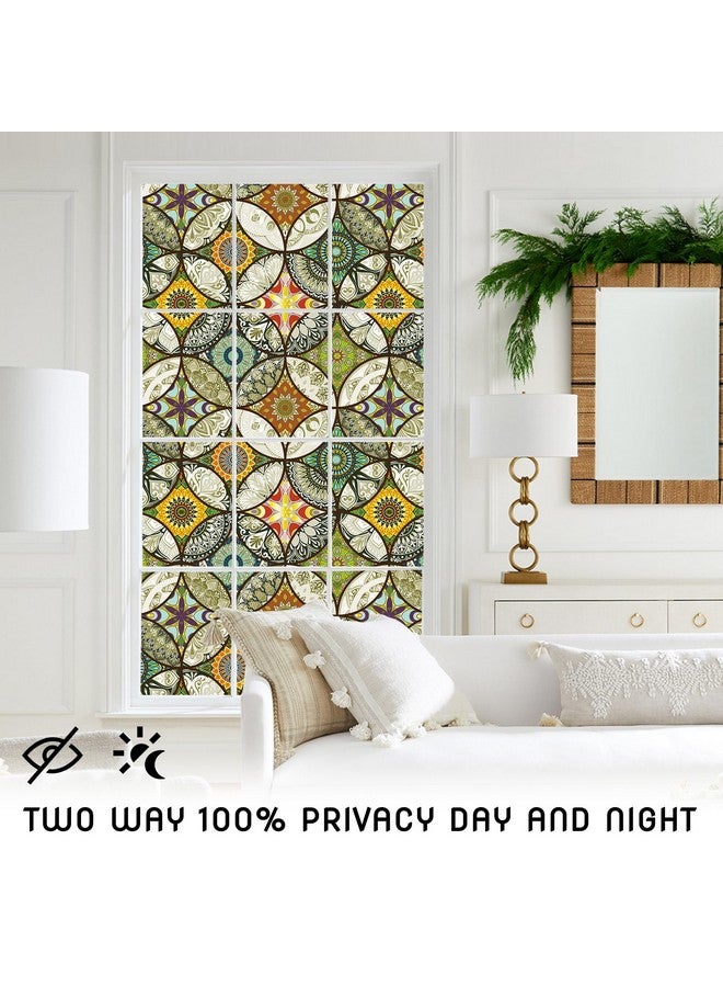 DKTIE DKTIE Static Cling Decorative Window Film with Installation Tools Non Adhesive Privacy Film, Stained Glass Window Film for Bathroom Shower Door Heat Cotrol Anti UV, 17.7 x 78.7 Inch  - Image 2