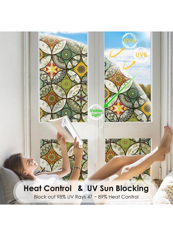 DKTIE DKTIE Static Cling Decorative Window Film with Installation Tools Non Adhesive Privacy Film, Stained Glass Window Film for Bathroom Shower Door Heat Cotrol Anti UV, 17.7 x 78.7 Inch  - Image 3