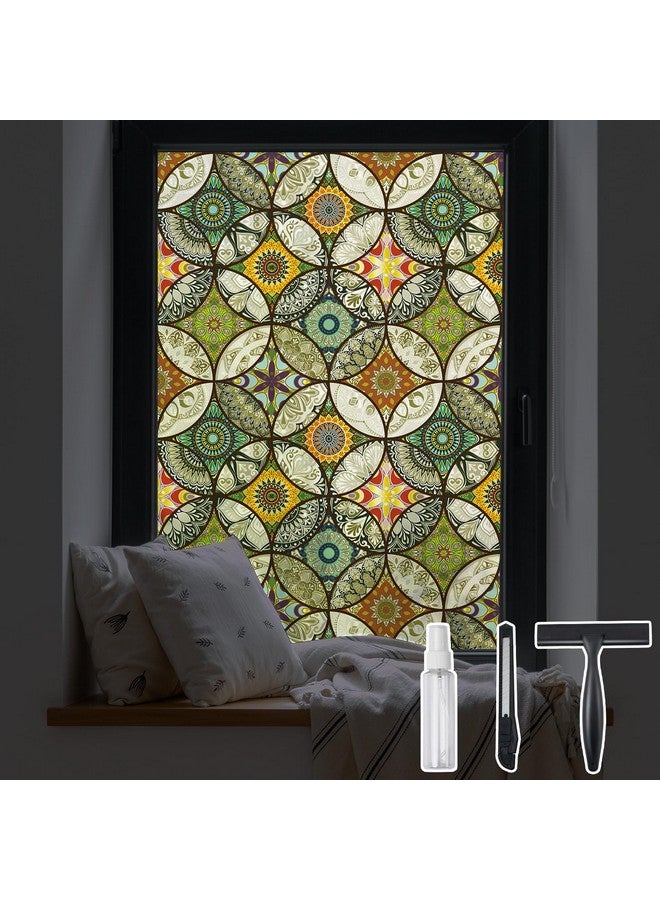 DKTIE DKTIE Static Cling Decorative Window Film with Installation Tools Non Adhesive Privacy Film, Stained Glass Window Film for Bathroom Shower Door Heat Cotrol Anti UV, 17.7 x 78.7 Inch  - Image 1