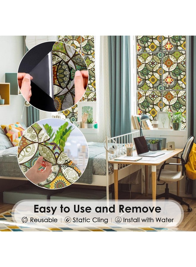 DKTIE DKTIE Static Cling Decorative Window Film with Installation Tools Non Adhesive Privacy Film, Stained Glass Window Film for Bathroom Shower Door Heat Cotrol Anti UV, 17.7 x 78.7 Inch  - Image 4