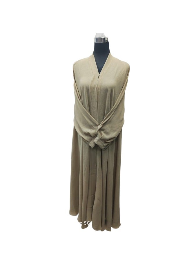عباية مظلة مع شيلة، قماش CY بيج. (الحجم-60)  - Image 1