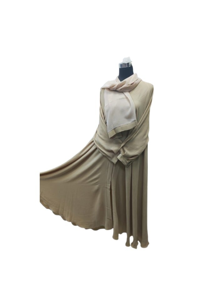 عباية مظلة مع شيلة، قماش CY بيج. (الحجم-60)  - Image 2