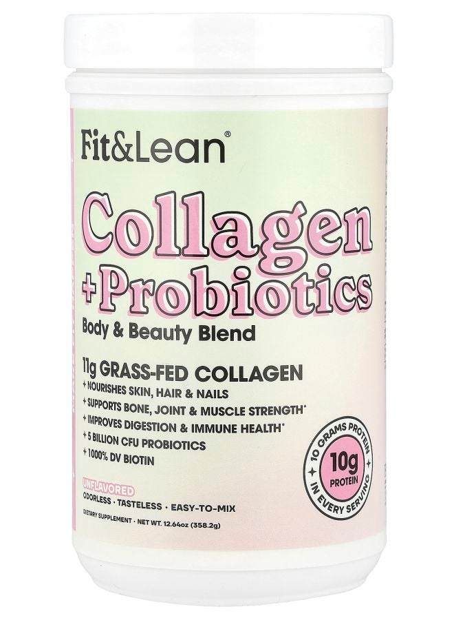 Fit & Lean كولاجين + بروبيوتيك غير منكه 12.64 أونصة (358.2 جرام)
