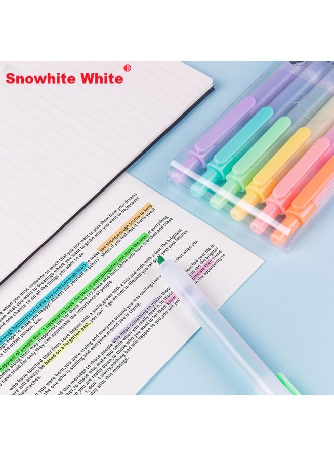 Snowhite Retractable Highlighter Pb500, Fresh And Simple Colorful Marker, Student Classroom Highlighting Pen, Easy-to Control, 6-color Set - Image 2