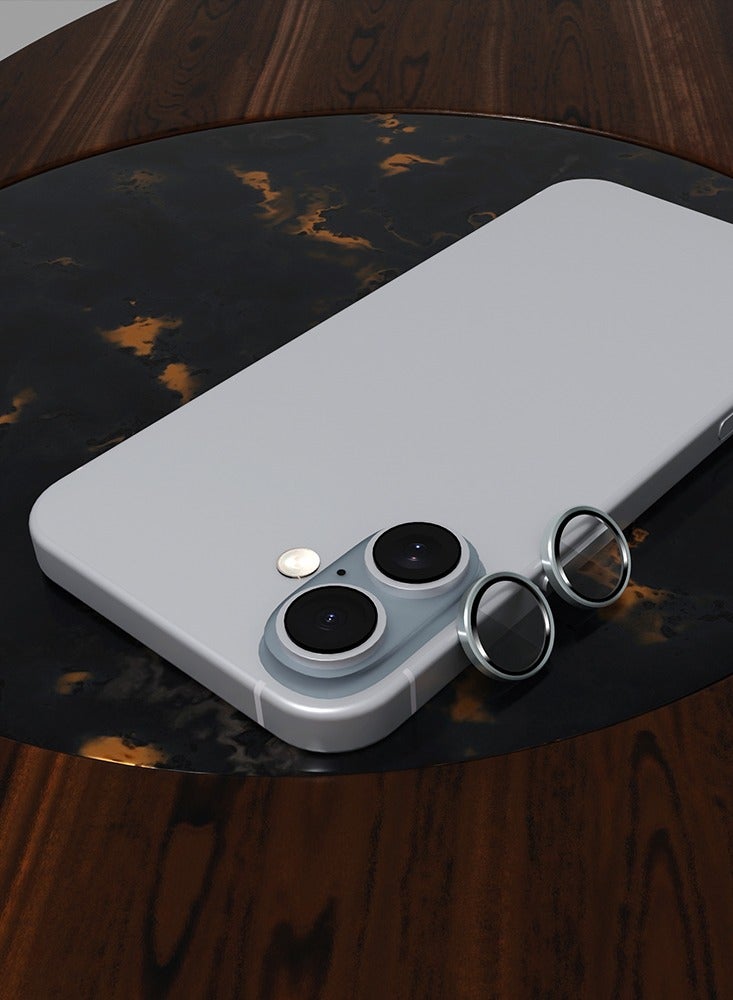 ماكس آند ماكس واقي عدسة الكاميرا لهاتف iPhone 16 و16 Plus - حواف من الألومنيوم، طلاء مضاد للخدش، زجاج شفاف رقيق مقاوم للخدش - فضي - Image 1