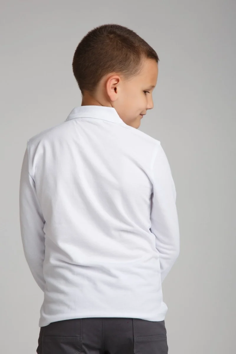 ادا بيبيك تشوكوك Ada Baby Child Long Sleeve Polo Collar Lakos White Combed Cotton School