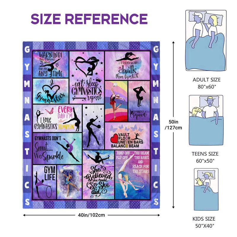 Mosslink Gymnastics Lovers Kids Blanket Gymnast Gifts for Girls Teens Women Birthday Gifts for Gymnast Ultra Soft Flannel Fleece Warm Cozy Lightweight Throw Blankets for Home Bed Sofa 50""x 40"" - Image 2