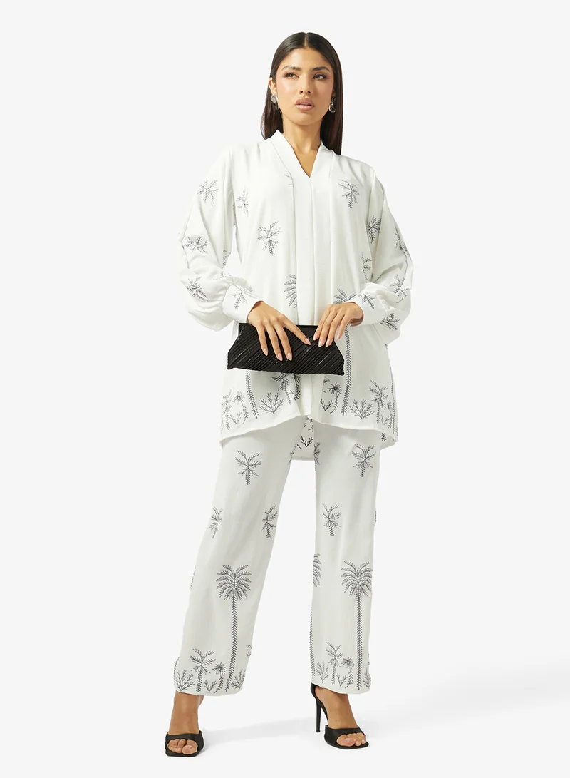 hayas closet  Printed blouse and pants set for Women | Best Price UAE