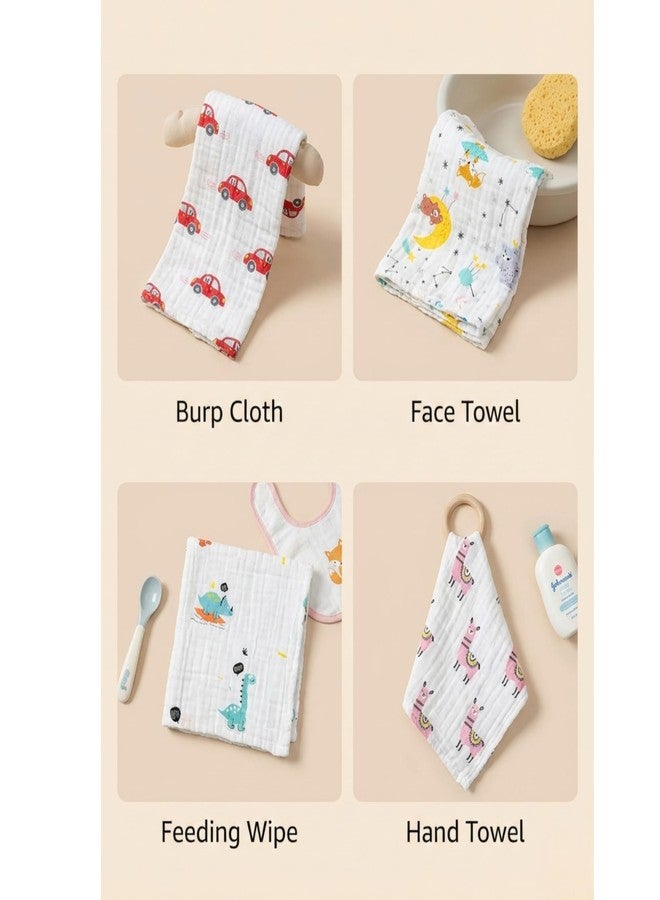 NVS KIDS 100% Organic Cotton Muslin Baby Wash Cloths| Soft Cotton Face Towels for Newborn, Ultra Absorbent Baby Wipes, Gentle Skin Friendly Burp Cloths 24 * 24 cm Pack of 5 - Image 2