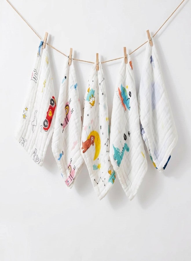 NVS KIDS 100% Organic Cotton Muslin Baby Wash Cloths| Soft Cotton Face Towels for Newborn, Ultra Absorbent Baby Wipes, Gentle Skin Friendly Burp Cloths 24 * 24 cm Pack of 5 - Image 1