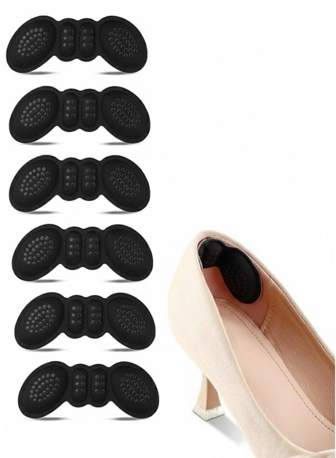 Happy Home 6 Pack Silicone Heel Grips Liner Cushions Inserts for Loose Shoes, Heel Pads Snugs for Shoe Too Big Men Women, Filler Improved Shoe Fit and Comfort, Prevent Heel Slip and Bliste (Black) - Image 1