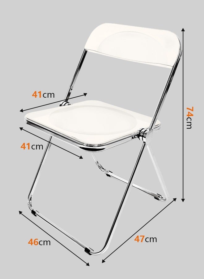 Generic Modern Acrylic Folding Chairs White Folding Chairs  Acrylic Chair Stackable with Crystal Plastic Seat Metal Frame Accent Side Chair for Home , Office , Wedding , Party (White)  - Image 3