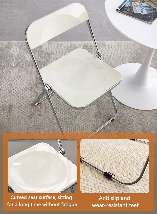 Generic Modern Acrylic Folding Chairs White Folding Chairs  Acrylic Chair Stackable with Crystal Plastic Seat Metal Frame Accent Side Chair for Home , Office , Wedding , Party (White)  - Image 4