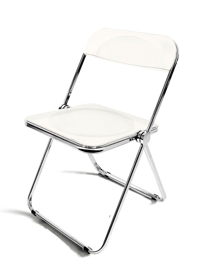 Generic Modern Acrylic Folding Chairs White Folding Chairs  Acrylic Chair Stackable with Crystal Plastic Seat Metal Frame Accent Side Chair for Home , Office , Wedding , Party (White)  - Image 5