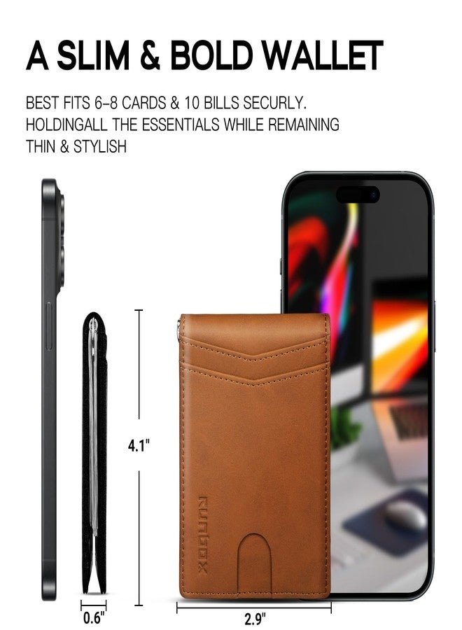 RUNBOX Slim Money Clip Wallets for Men RFID Blocking 8 Card Holder Minimalist Small Thin Carbon Leather Bifold Mens Front Pocket Wallet Gift Box(Desert Brown) - Image 4