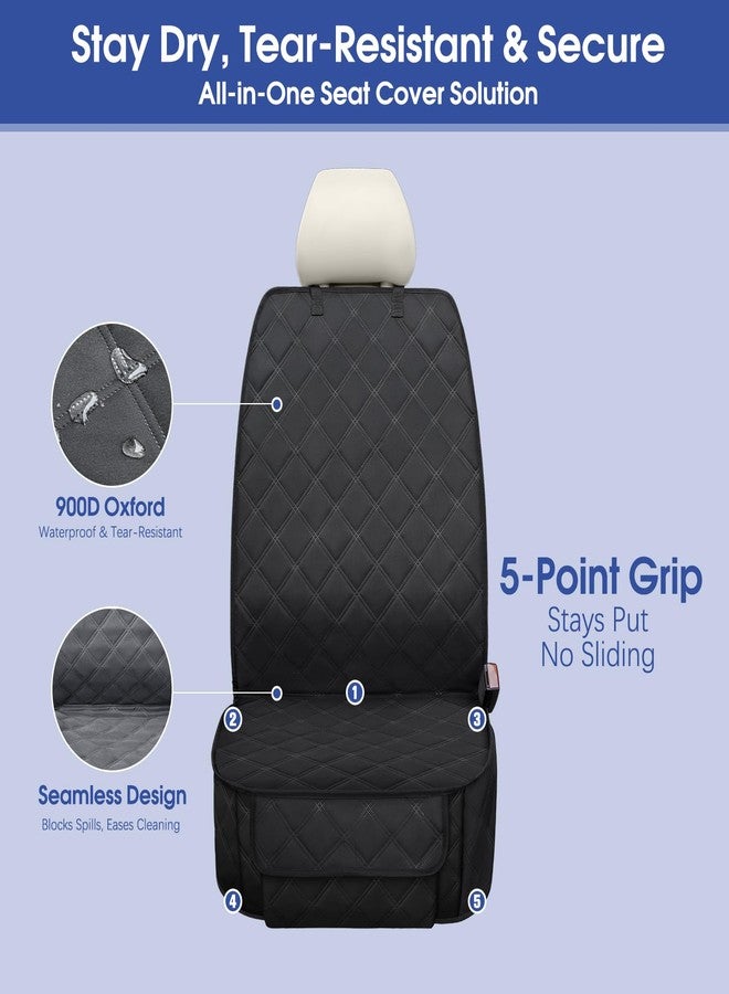 ALLANSING Front Seat Cover with Side Flaps - Waterproof, Durable Captain Seat Protector for Dogs & Humans, Protects from Dirt, Fur, Scratches, Fits Cars, SUVs, Trucks, Minivans(1-Pack) - Image 3