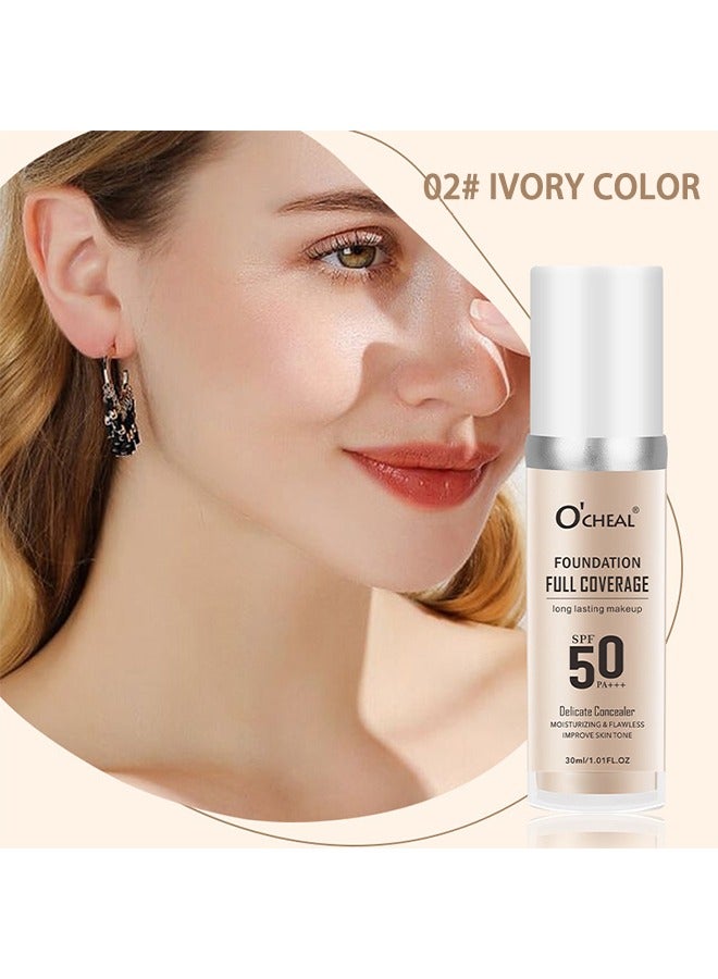 OCHEAL Foundation Full Coverage, Foundation Moisturizing Concealer Long Lasting, Brightening & Color Changing Concealer 01#IVORY COLOR - Image 2
