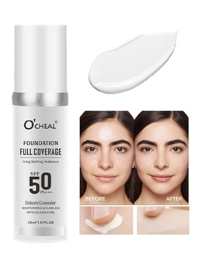 OCHEAL Foundation Full Coverage, Foundation Moisturizing Concealer Long Lasting, Brightening & Color Changing Concealer 01#IVORY COLOR - Image 1