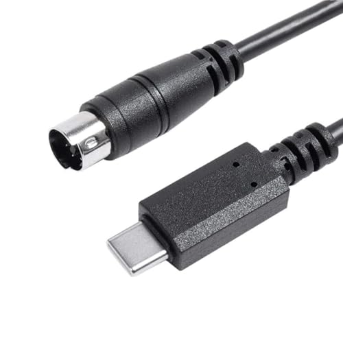 Teykst USBC to MiniDin MIDI 7 Pin Male Cable Compatible with IK Multimedia iRig Series HD HDA Keys IO 25 IO49 MIDI 2 Pro Pro Duo Pro Duo IO Pro IO StreamBlack Length 1m33ft - Image 1