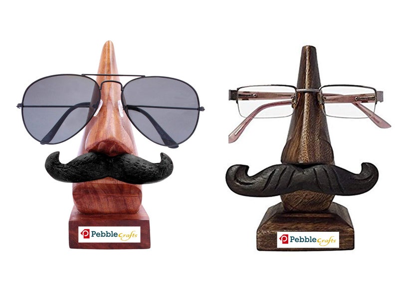 PEBBLECRAFTSPebble Crafts Valentine Set of 2 - Handmade Wooden Nose Shaped Spectacle/Sun - Image 1