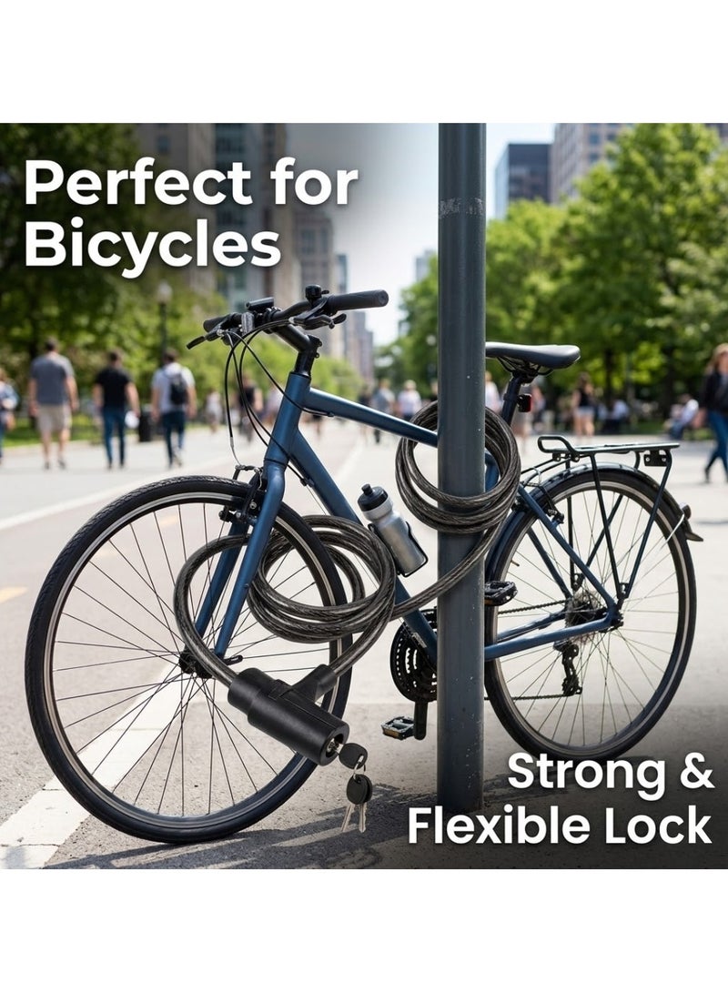 Lukadah Bike Locks Cable Anti Theft Bicycle and Motorcycle Lock with Keys Heavy Duty Security Steel Wire Cable Lock for Scooter Gate Outdoor Use - Multicolor - Image 4