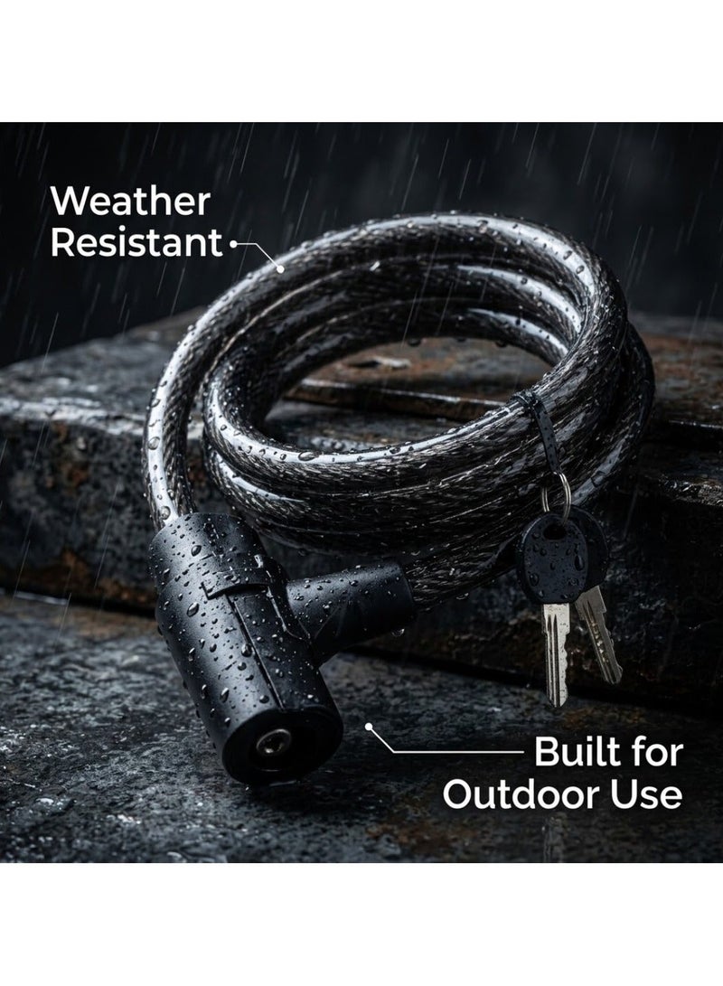 Lukadah Bike Locks Cable Anti Theft Bicycle and Motorcycle Lock with Keys Heavy Duty Security Steel Wire Cable Lock for Scooter Gate Outdoor Use - Multicolor - Image 5