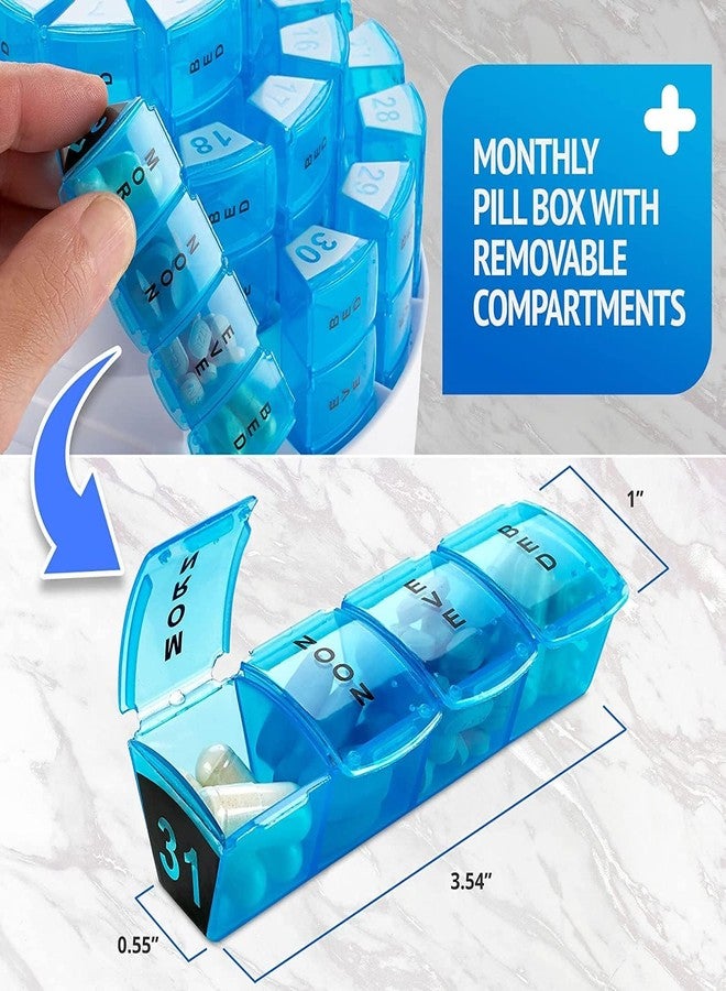 aktive support Aktive Life Monthly Pill Box 31 Day Medication Organizer, Multiple Daily Doses Section, Removable Compartments Perfect for Travelling, Detachable Containers - Image 5