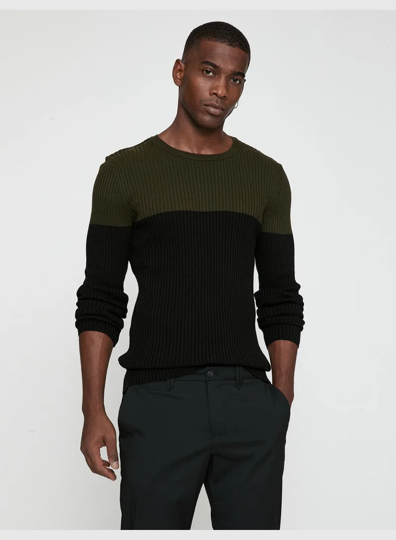 KOTON Basic Sweater Multicolor Crew Neck