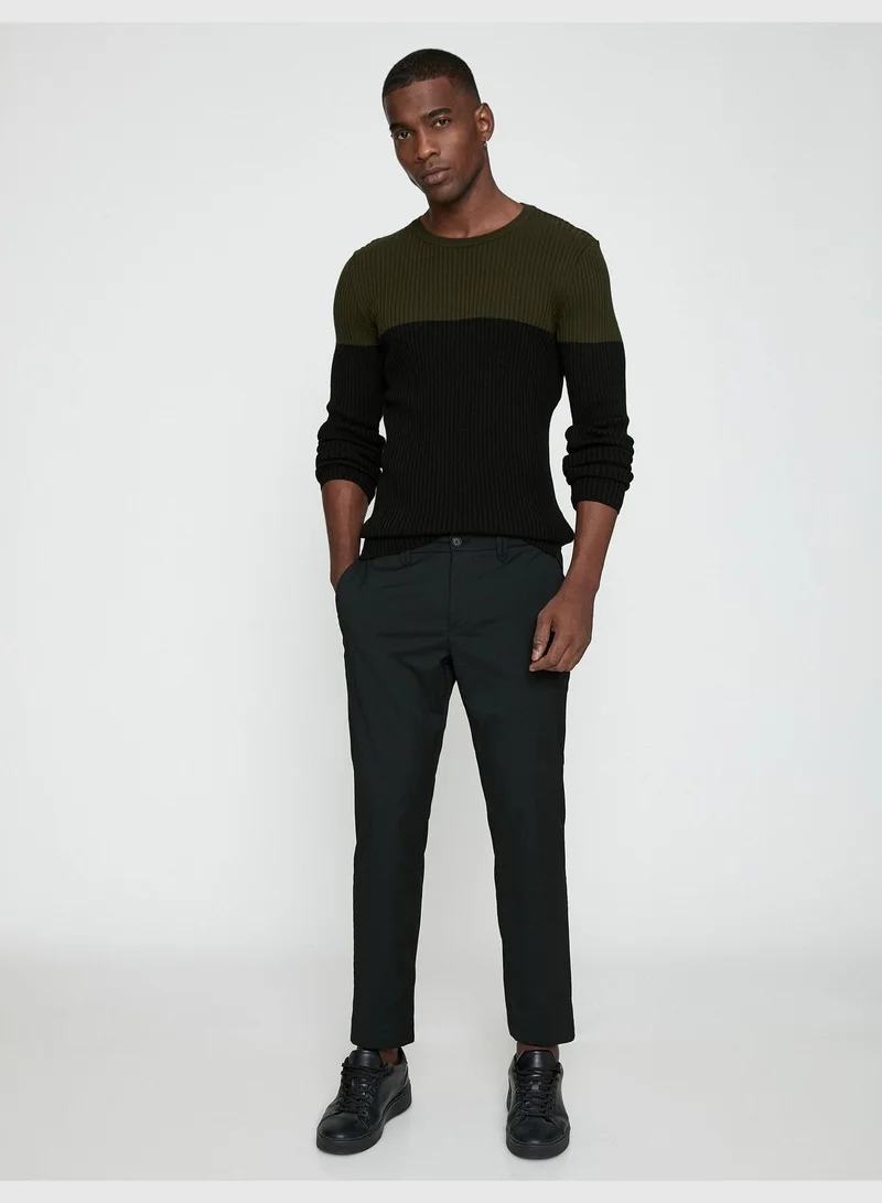 KOTON Basic Sweater Multicolor Crew Neck