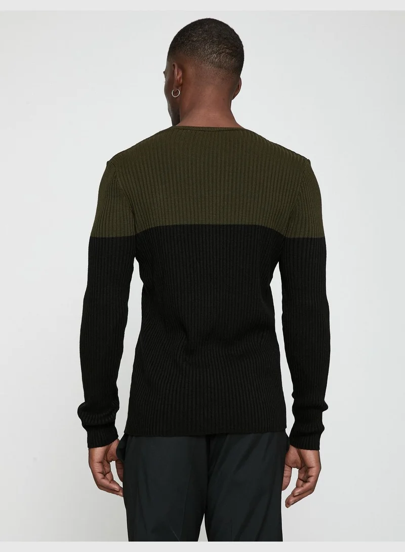 KOTON Basic Sweater Multicolor Crew Neck