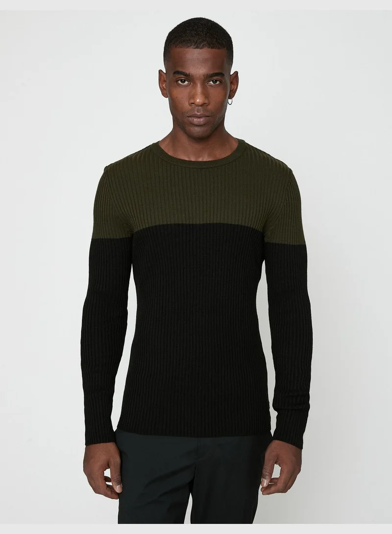 KOTON Basic Sweater Multicolor Crew Neck