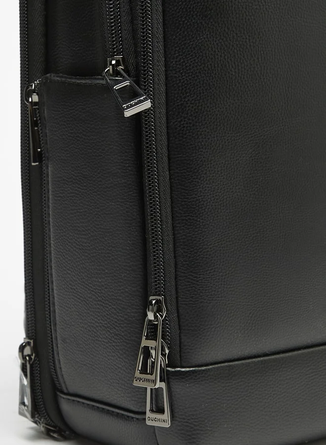 DUCHINI Textured Backpack with Adjustable Straps and Zip Closure