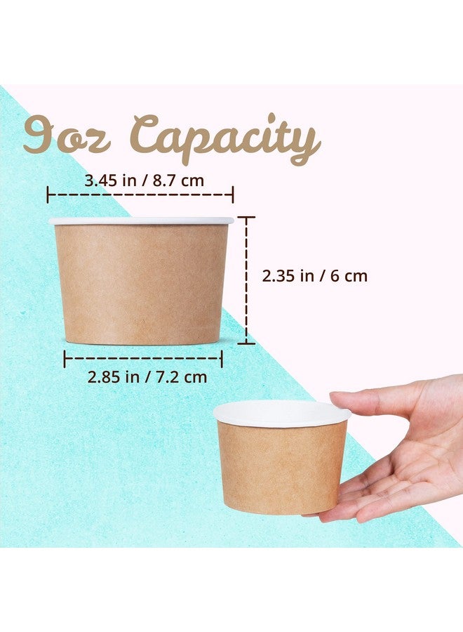MATICAN Paper Ice Cream Cups - 100-Count 9-Oz Disposable Dessert Bowls for Hot or Cold Food, 9-Ounce Party Supplies Treat Cups for Sundae, Frozen Yogurt, Soup, Brown - Image 4