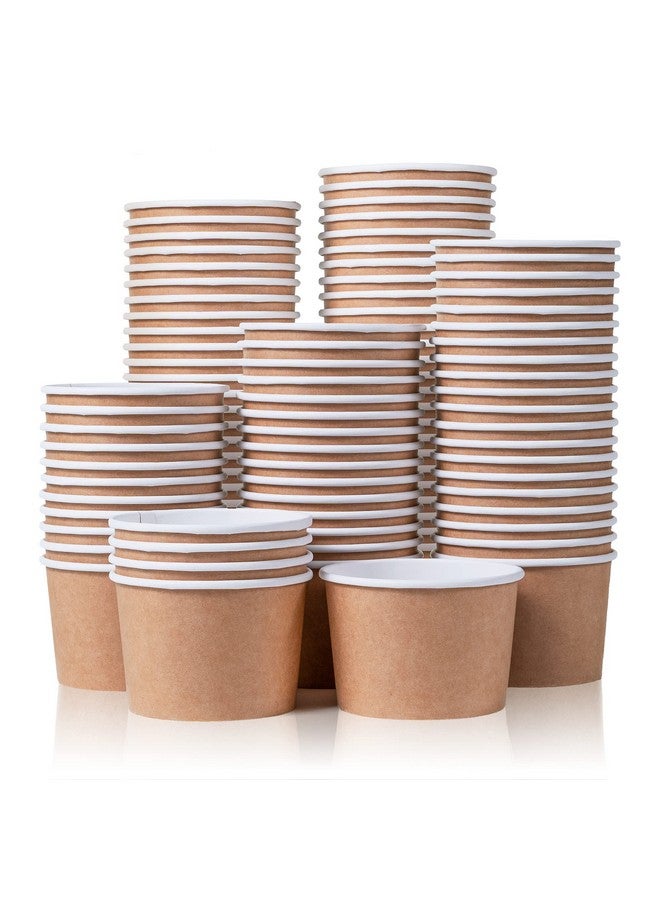 MATICAN Paper Ice Cream Cups - 100-Count 9-Oz Disposable Dessert Bowls for Hot or Cold Food, 9-Ounce Party Supplies Treat Cups for Sundae, Frozen Yogurt, Soup, Brown - Image 1