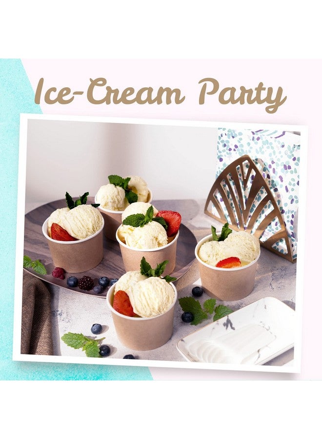 MATICAN Paper Ice Cream Cups - 100-Count 9-Oz Disposable Dessert Bowls for Hot or Cold Food, 9-Ounce Party Supplies Treat Cups for Sundae, Frozen Yogurt, Soup, Brown - Image 2