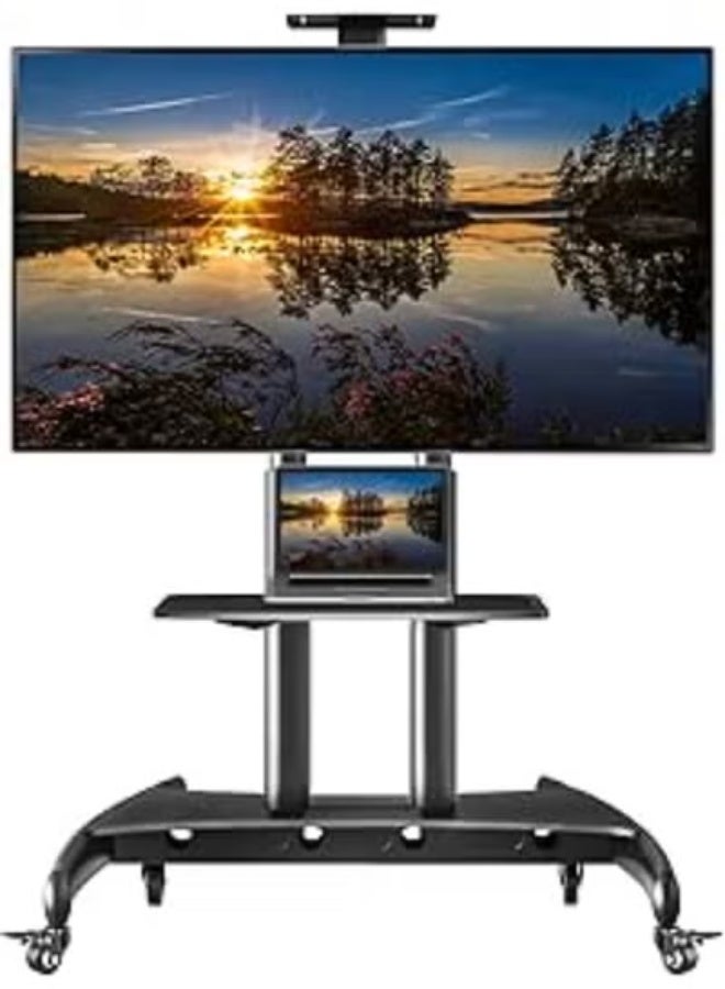 Heavy-Duty Mobile TV Stand with Wheels – Floor Mount for 55" to 80" Screens – Supports up to 90kg – Adjustable & Easy to Move - Image 1
