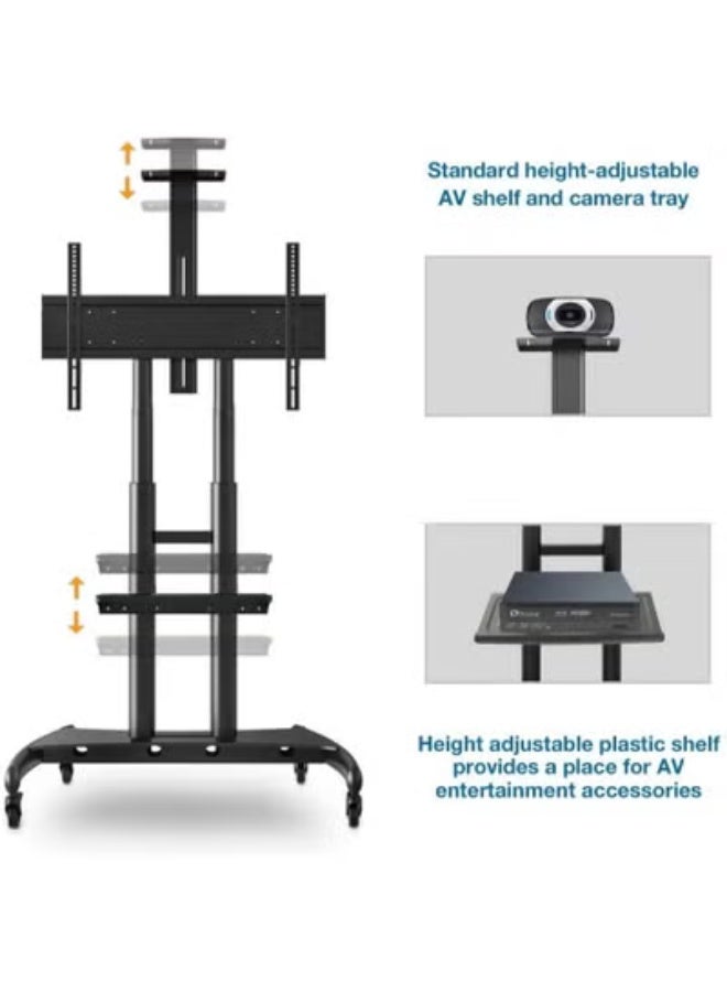 Heavy-Duty Mobile TV Stand with Wheels – Floor Mount for 55" to 80" Screens – Supports up to 90kg – Adjustable & Easy to Move - Image 5